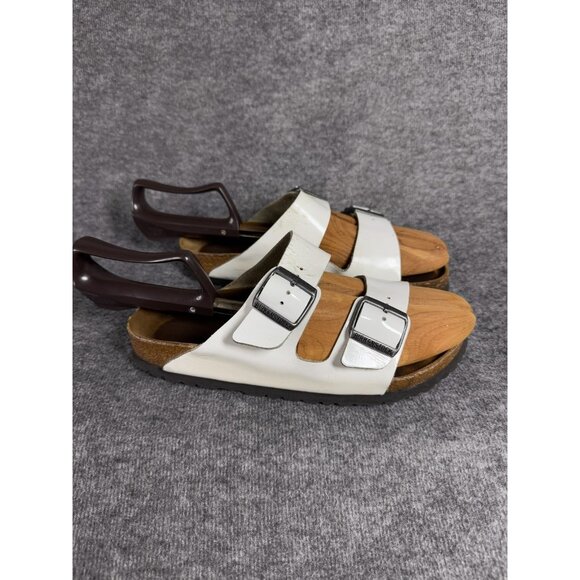 Birkenstock Womens Arizona White Birko Flor Slides Sandals Size 39 US 8 Reg. - Picture 3 of 10